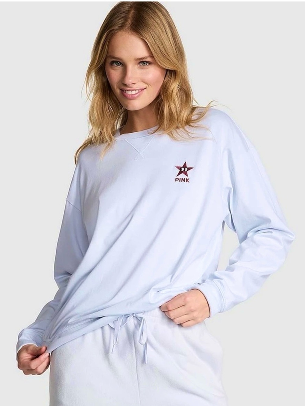 PINK Victoria's Secret Pale Blue Crewneck with Star Logo
